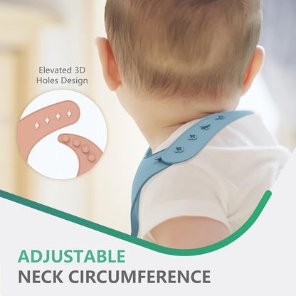 Set of 3 Silicone Bibs, Soft Adjustable Bibs for Boys & Girls