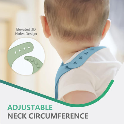 Set of 3 Silicone Bibs, Soft Adjustable Bibs for Boys & Girls