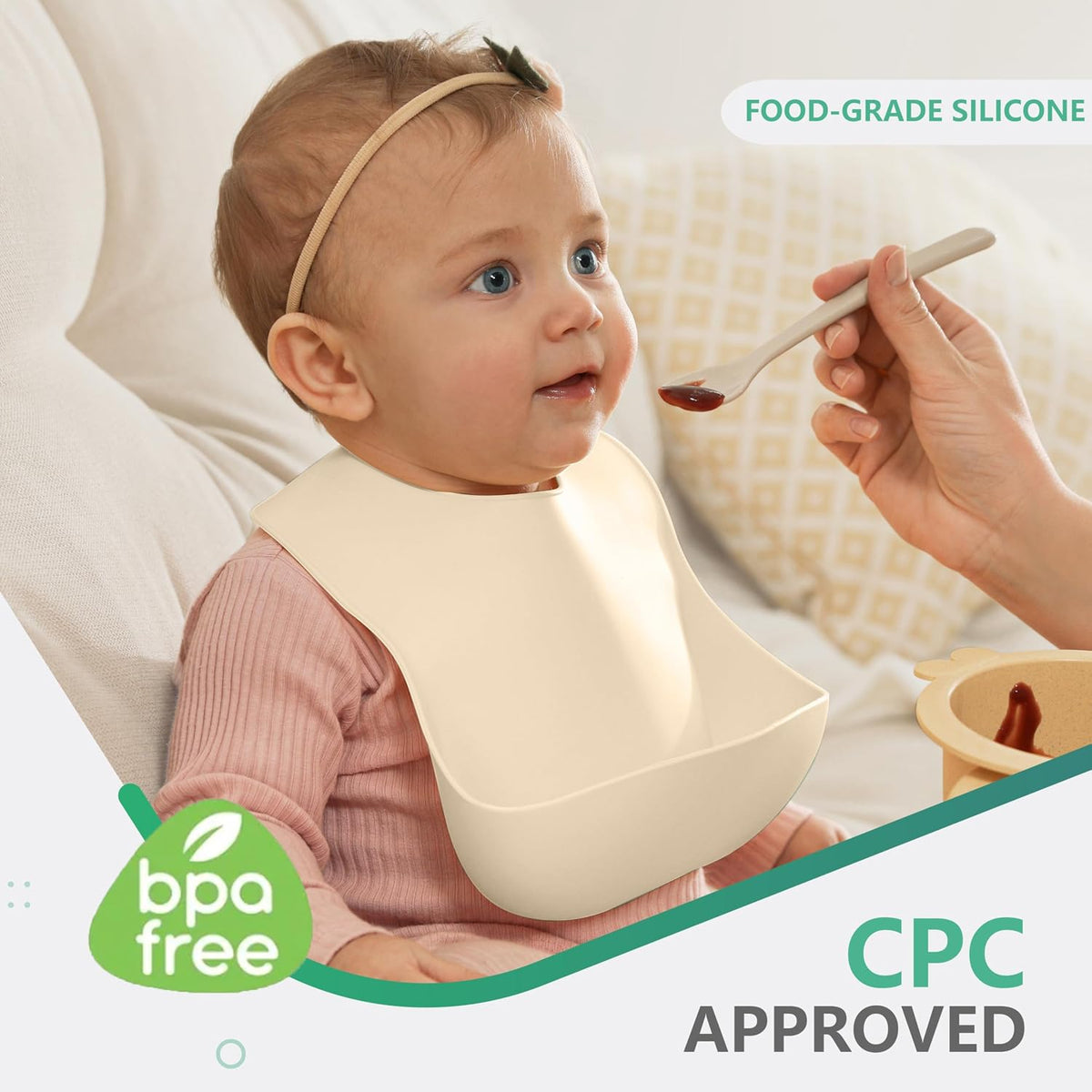 Set of 3 Silicone Bibs, Soft Adjustable Bibs for Boys & Girls
