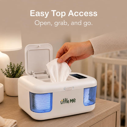 Little Me Baby Wipe Warmer with Temperature Control, Wipes Warmer for Newborn Baby, Easy-View Window, Energy Efficient, 3 Heat Settings, Fits Standard Wipe Packs, Diaper Wipes Dispenser