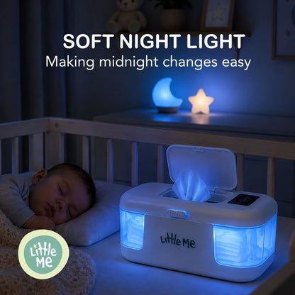 Little Me Baby Wipe Warmer with Temperature Control, Wipes Warmer for Newborn Baby, Easy-View Window, Energy Efficient, 3 Heat Settings, Fits Standard Wipe Packs, Diaper Wipes Dispenser