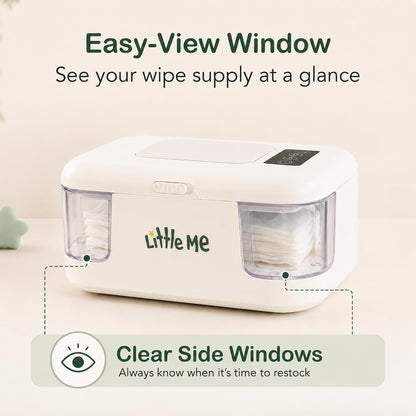 Little Me Baby Wipe Warmer with Temperature Control, Wipes Warmer for Newborn Baby, Easy-View Window, Energy Efficient, 3 Heat Settings, Fits Standard Wipe Packs, Diaper Wipes Dispenser