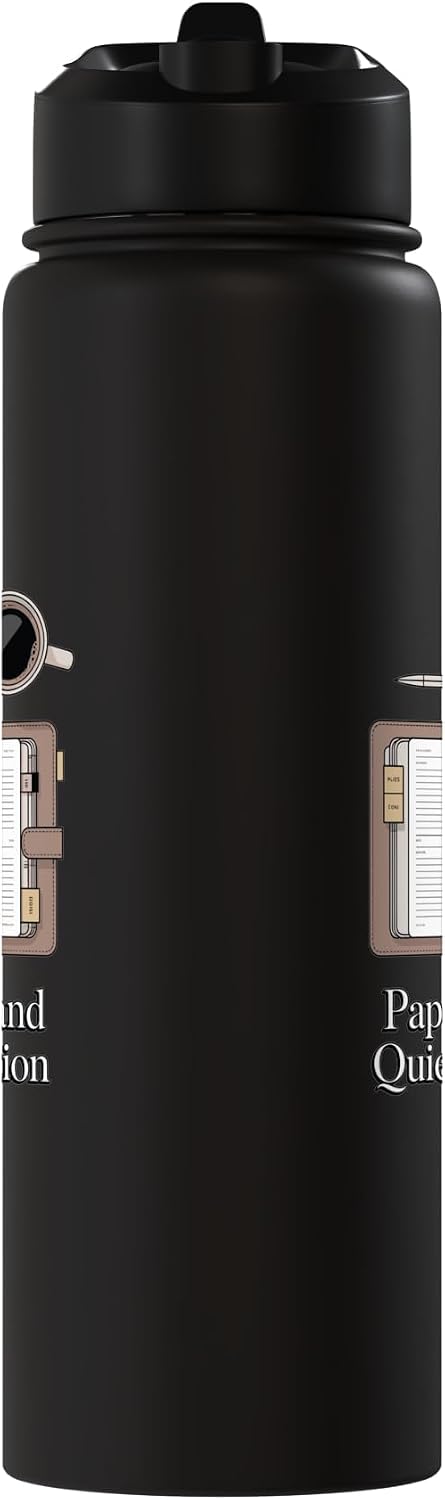 Paper Pen & Quiet Ambition Minimalist Office Stainless Steel Insulated Water Bottle