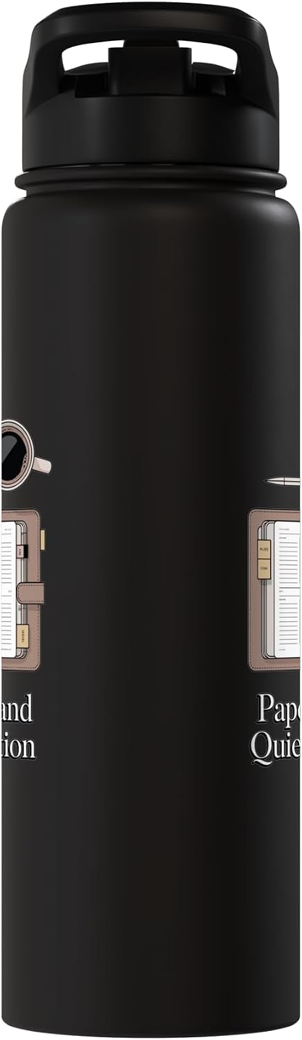 Paper Pen & Quiet Ambition Minimalist Office Stainless Steel Insulated Water Bottle