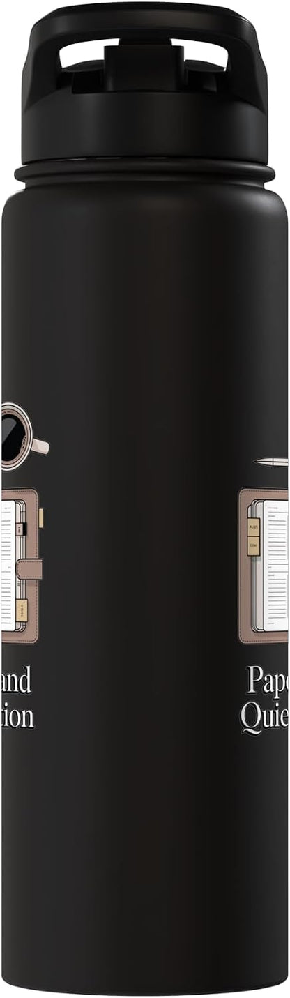 Paper Pen & Quiet Ambition Minimalist Office Stainless Steel Insulated Water Bottle