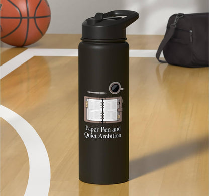 Paper Pen & Quiet Ambition Minimalist Office Stainless Steel Insulated Water Bottle