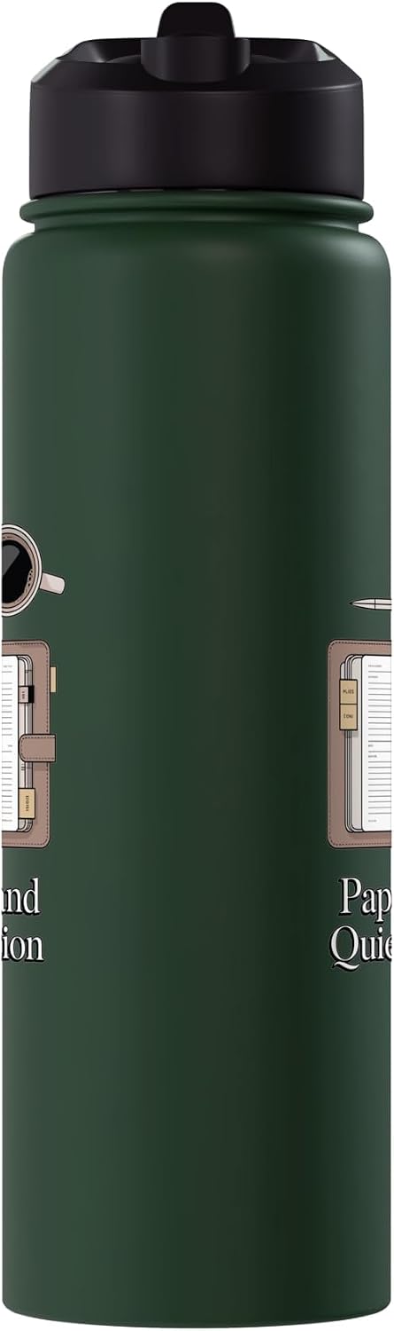 Paper Pen & Quiet Ambition Minimalist Office Stainless Steel Insulated Water Bottle