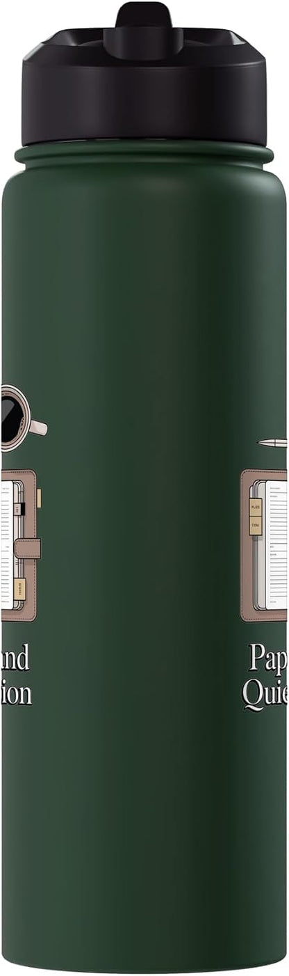 Paper Pen & Quiet Ambition Minimalist Office Stainless Steel Insulated Water Bottle