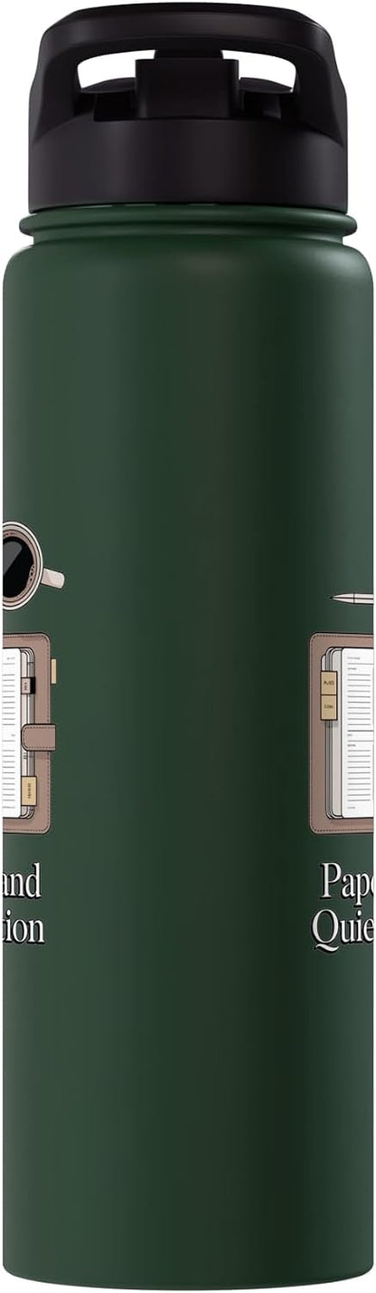 Paper Pen & Quiet Ambition Minimalist Office Stainless Steel Insulated Water Bottle