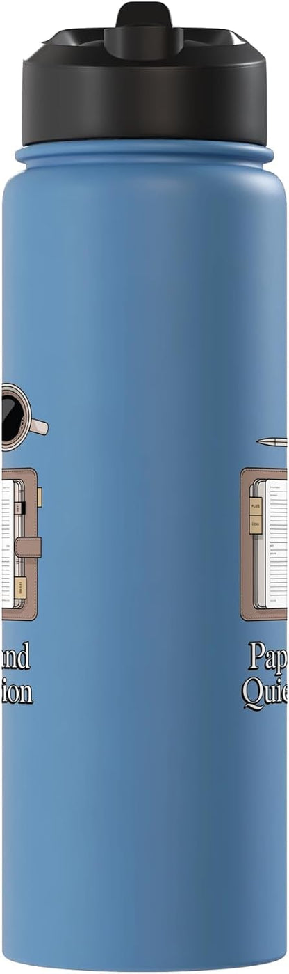 Paper Pen & Quiet Ambition Minimalist Office Stainless Steel Insulated Water Bottle