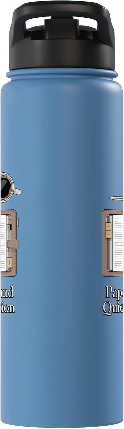 Paper Pen & Quiet Ambition Minimalist Office Stainless Steel Insulated Water Bottle