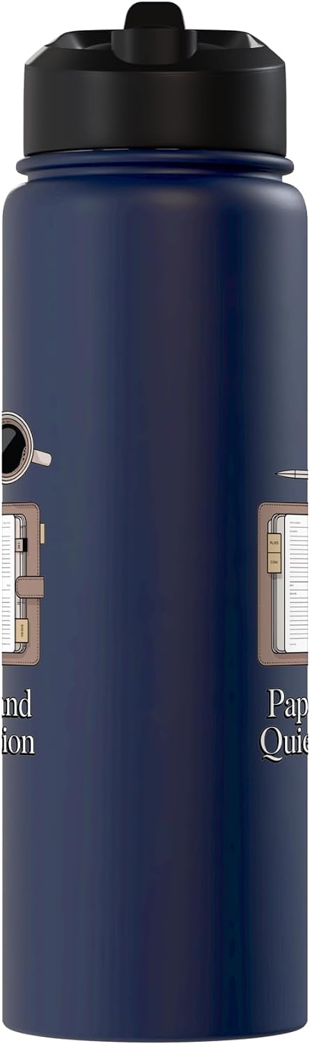 Paper Pen & Quiet Ambition Minimalist Office Stainless Steel Insulated Water Bottle