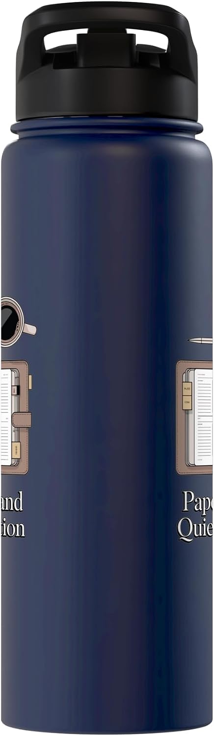 Paper Pen & Quiet Ambition Minimalist Office Stainless Steel Insulated Water Bottle