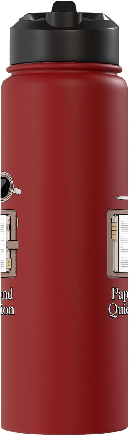 Paper Pen & Quiet Ambition Minimalist Office Stainless Steel Insulated Water Bottle
