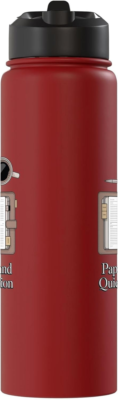 Paper Pen & Quiet Ambition Minimalist Office Stainless Steel Insulated Water Bottle