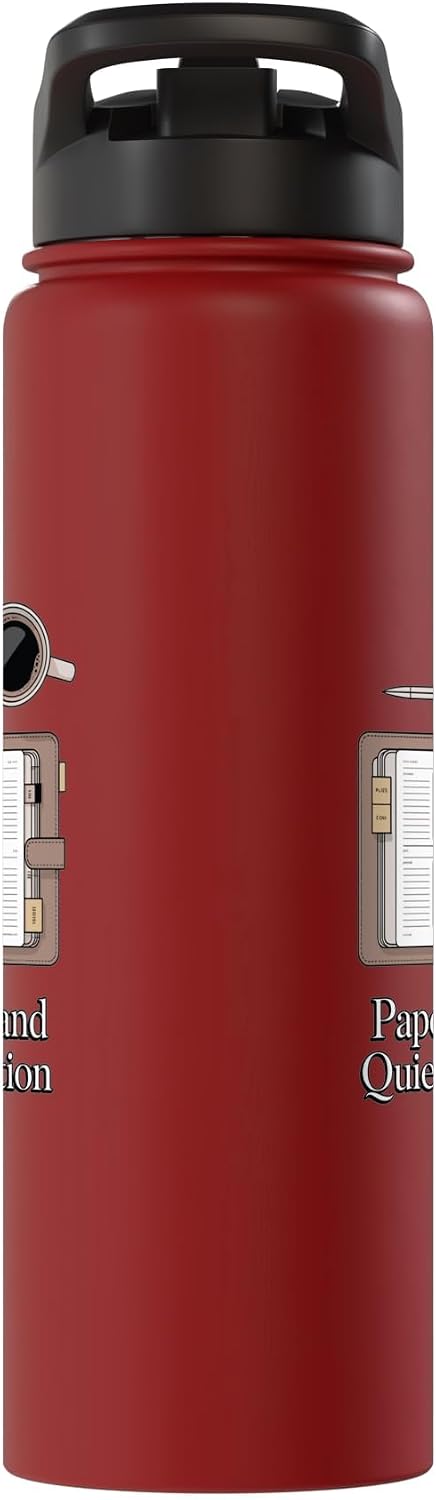 Paper Pen & Quiet Ambition Minimalist Office Stainless Steel Insulated Water Bottle