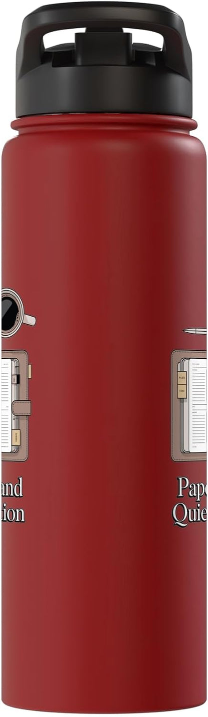 Paper Pen & Quiet Ambition Minimalist Office Stainless Steel Insulated Water Bottle