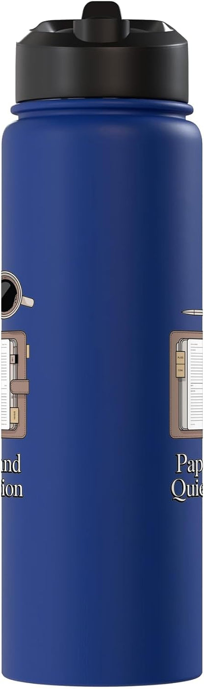 Paper Pen & Quiet Ambition Minimalist Office Stainless Steel Insulated Water Bottle