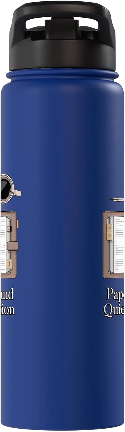 Paper Pen & Quiet Ambition Minimalist Office Stainless Steel Insulated Water Bottle