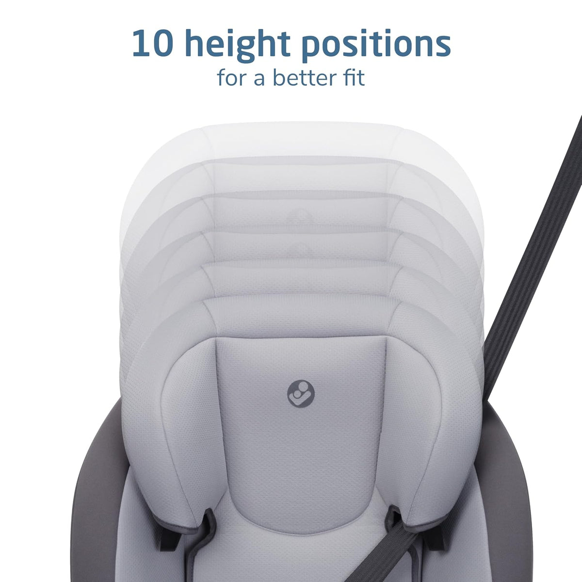 RodiSport Kids Booster Car Seat, High-Back, Backless Booster Seat, 10-Position Headrest, Easy Latch System, Reclining Chair, Belt Guide, Fits 40-100 lbs, 43.4-57 in, Sea Salt