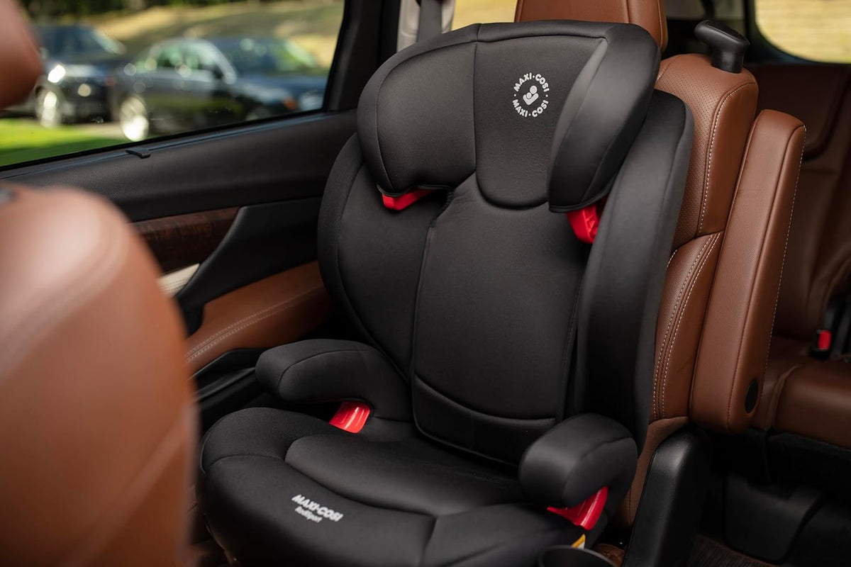 RodiSport Kids Booster Car Seat, High-Back, Backless Booster Seat, 10-Position Headrest, Easy Latch System, Reclining Chair, Belt Guide, Fits 40-100 lbs, 43.4-57 in, Sea Salt