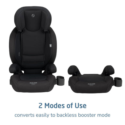 RodiSport Kids Booster Car Seat, High-Back, Backless Booster Seat, 10-Position Headrest, Easy Latch System, Reclining Chair, Belt Guide, Fits 40-100 lbs, 43.4-57 in, Sea Salt