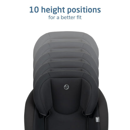 RodiSport Kids Booster Car Seat, High-Back, Backless Booster Seat, 10-Position Headrest, Easy Latch System, Reclining Chair, Belt Guide, Fits 40-100 lbs, 43.4-57 in, Sea Salt