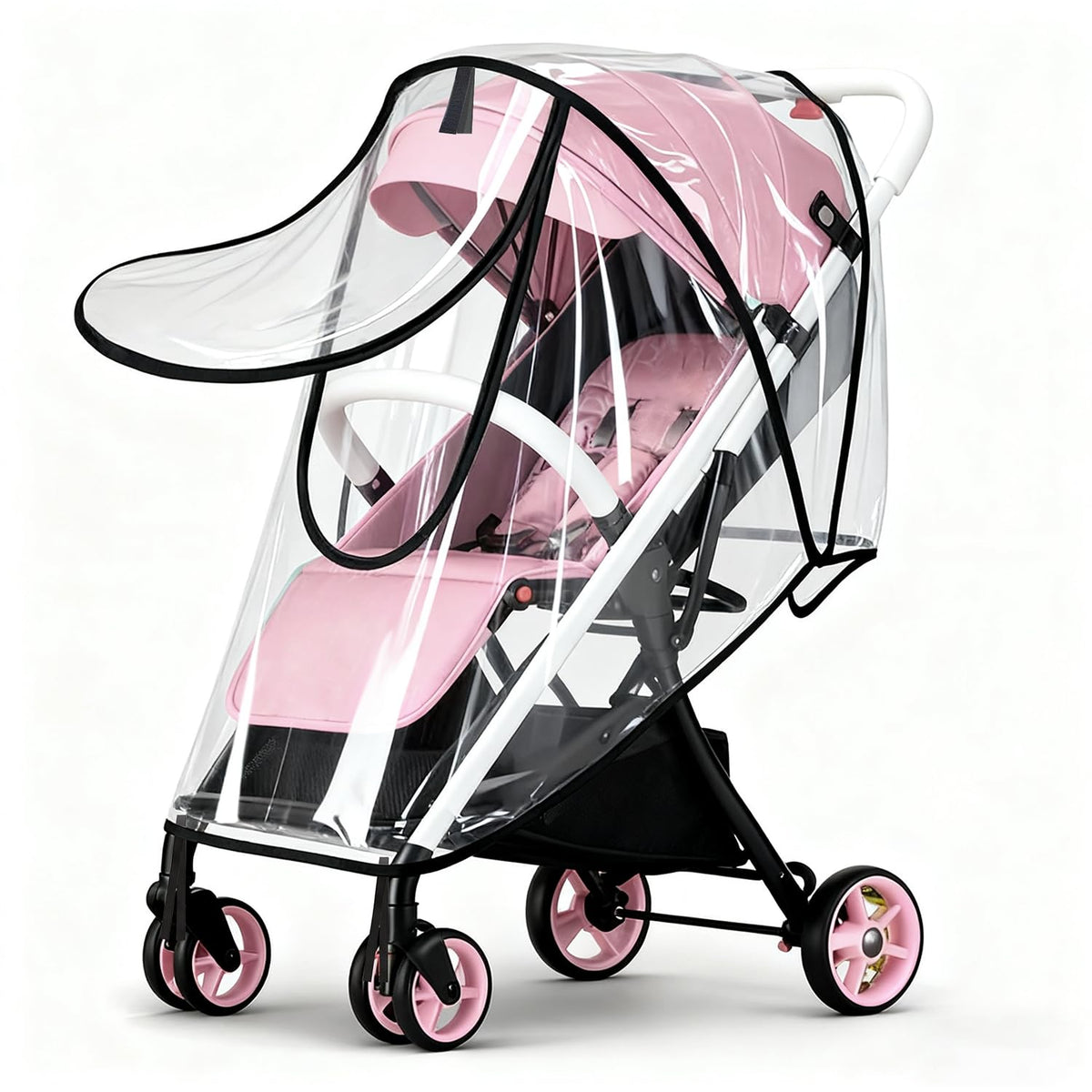 EVA Stroller Rain Cover - No-Zip Waterproof, Clear, for Most Single