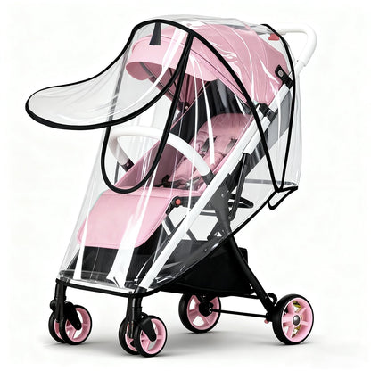 EVA Stroller Rain Cover - No-Zip Waterproof, Clear, for Most Single