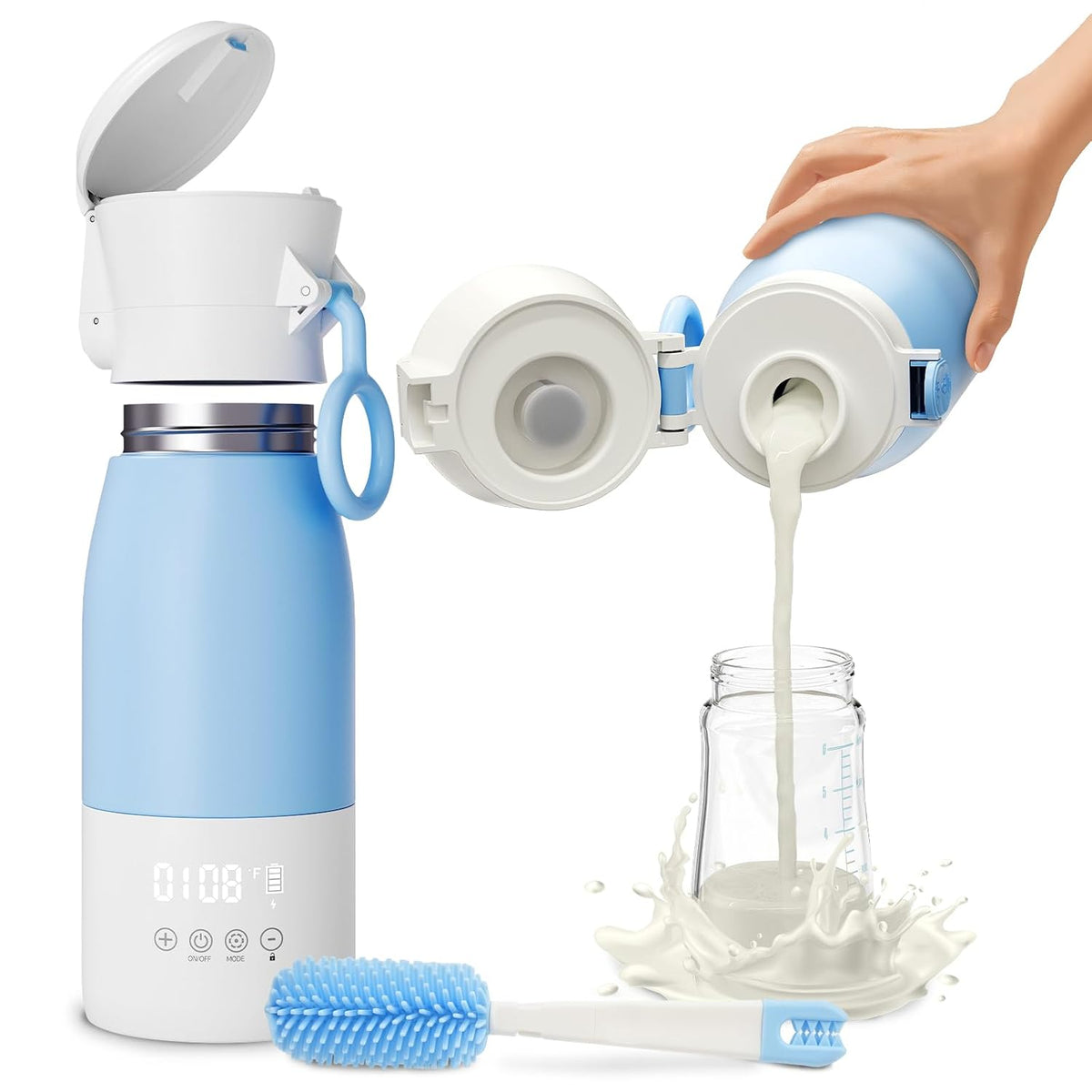 Portable Baby Bottle Warmer, 17oz Travel Milk Warmer with 16000mAh Battery