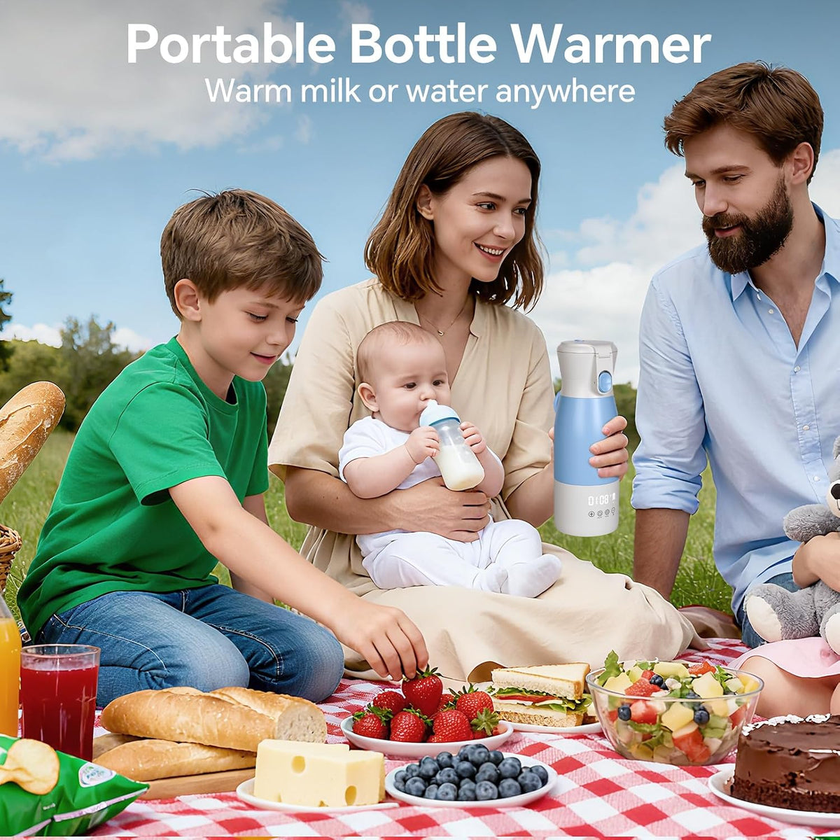 Portable Baby Bottle Warmer, 17oz Travel Milk Warmer with 16000mAh Battery