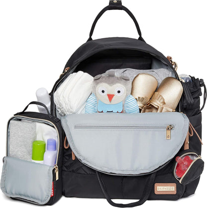 Diaper Bag Backpack: Suite 6-in-1 Diaper Backpack Set, Multi-Function Baby Travel Bag with Changing Pad, Stroller Straps, Bottle Bag and Pacifier Pocket, Dove Grey