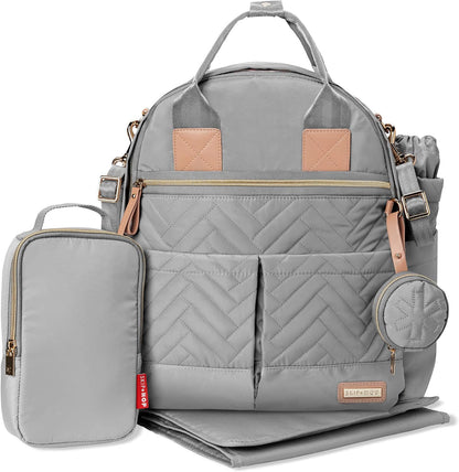 Diaper Bag Backpack: Suite 6-in-1 Diaper Backpack Set, Multi-Function Baby Travel Bag with Changing Pad, Stroller Straps, Bottle Bag and Pacifier Pocket, Dove Grey