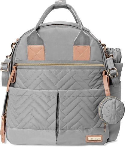 Diaper Bag Backpack: Suite 6-in-1 Diaper Backpack Set, Multi-Function Baby Travel Bag with Changing Pad, Stroller Straps, Bottle Bag and Pacifier Pocket, Dove Grey
