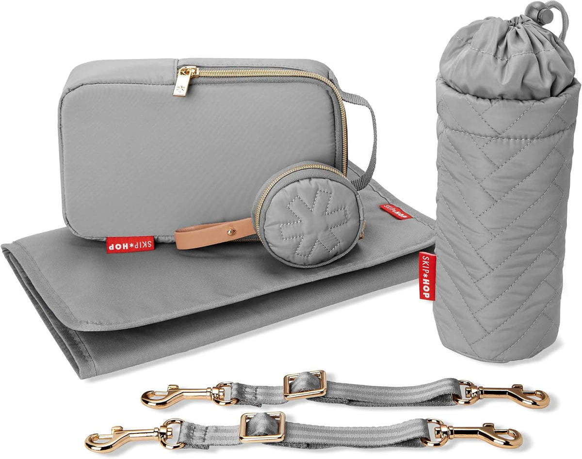 Diaper Bag Backpack: Suite 6-in-1 Diaper Backpack Set, Multi-Function Baby Travel Bag with Changing Pad, Stroller Straps, Bottle Bag and Pacifier Pocket, Dove Grey