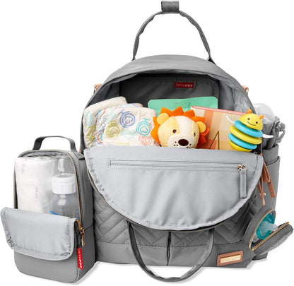 Diaper Bag Backpack: Suite 6-in-1 Diaper Backpack Set, Multi-Function Baby Travel Bag with Changing Pad, Stroller Straps, Bottle Bag and Pacifier Pocket, Dove Grey