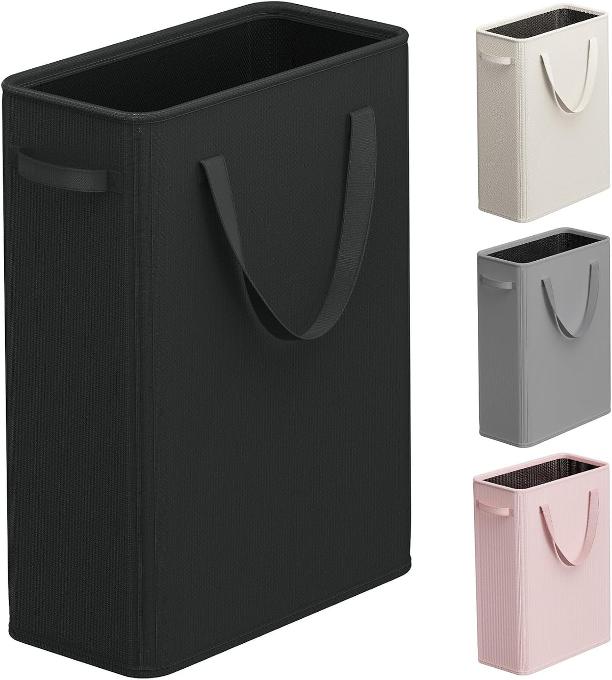 50L Slim Laundry Hamper, Baby Hamper for Nursery with Handles, Narrow Laundry Basket for Dorm, Bedroom, Living Room, Collapsible Laundry Basket, White