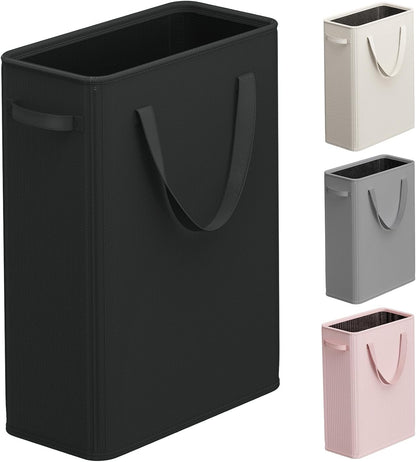 50L Slim Laundry Hamper, Baby Hamper for Nursery with Handles, Narrow Laundry Basket for Dorm, Bedroom, Living Room, Collapsible Laundry Basket, White
