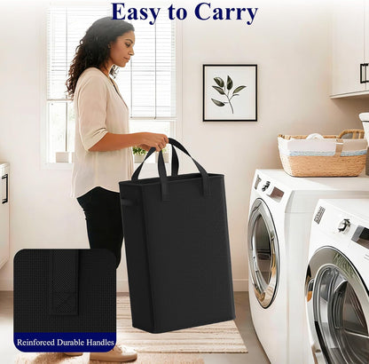 50L Slim Laundry Hamper, Baby Hamper for Nursery with Handles, Narrow Laundry Basket for Dorm, Bedroom, Living Room, Collapsible Laundry Basket, White