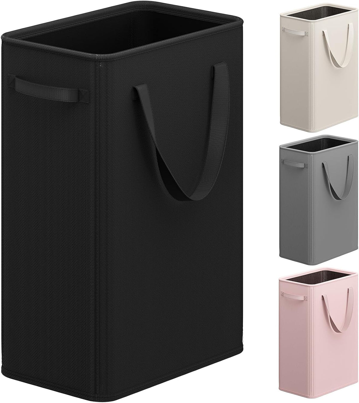 50L Slim Laundry Hamper, Baby Hamper for Nursery with Handles, Narrow Laundry Basket for Dorm, Bedroom, Living Room, Collapsible Laundry Basket, White