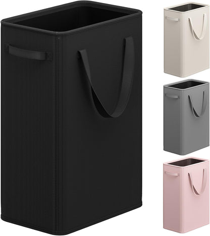 50L Slim Laundry Hamper, Baby Hamper for Nursery with Handles, Narrow Laundry Basket for Dorm, Bedroom, Living Room, Collapsible Laundry Basket, White