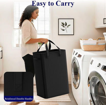 50L Slim Laundry Hamper, Baby Hamper for Nursery with Handles, Narrow Laundry Basket for Dorm, Bedroom, Living Room, Collapsible Laundry Basket, White
