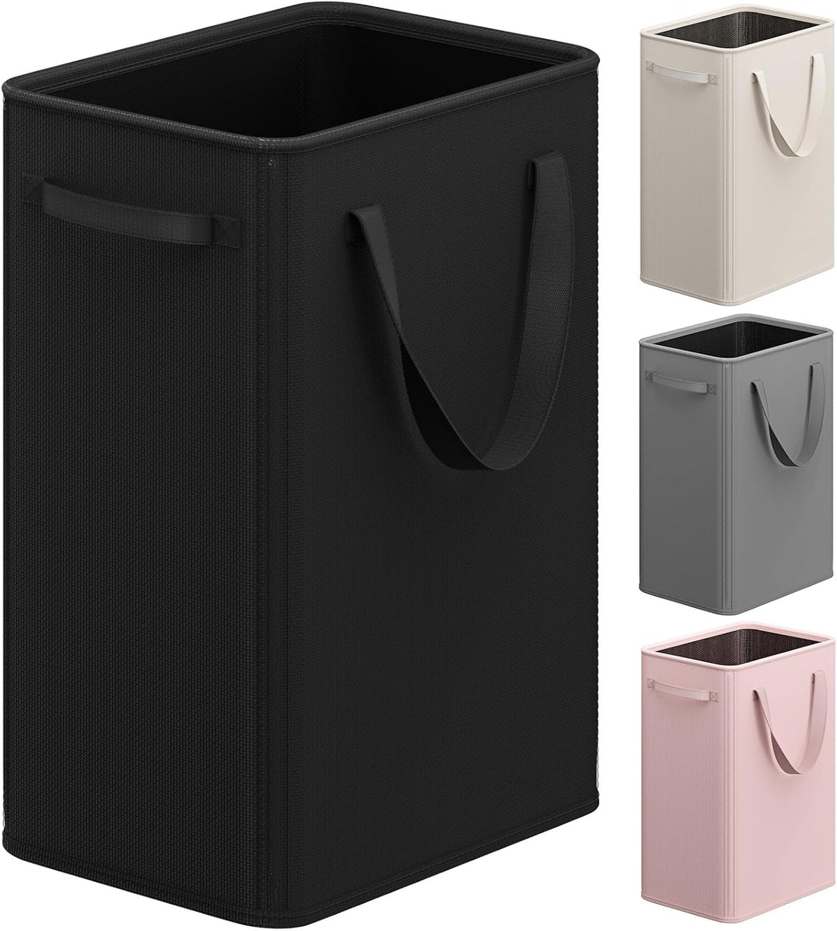 50L Slim Laundry Hamper, Baby Hamper for Nursery with Handles, Narrow Laundry Basket for Dorm, Bedroom, Living Room, Collapsible Laundry Basket, White