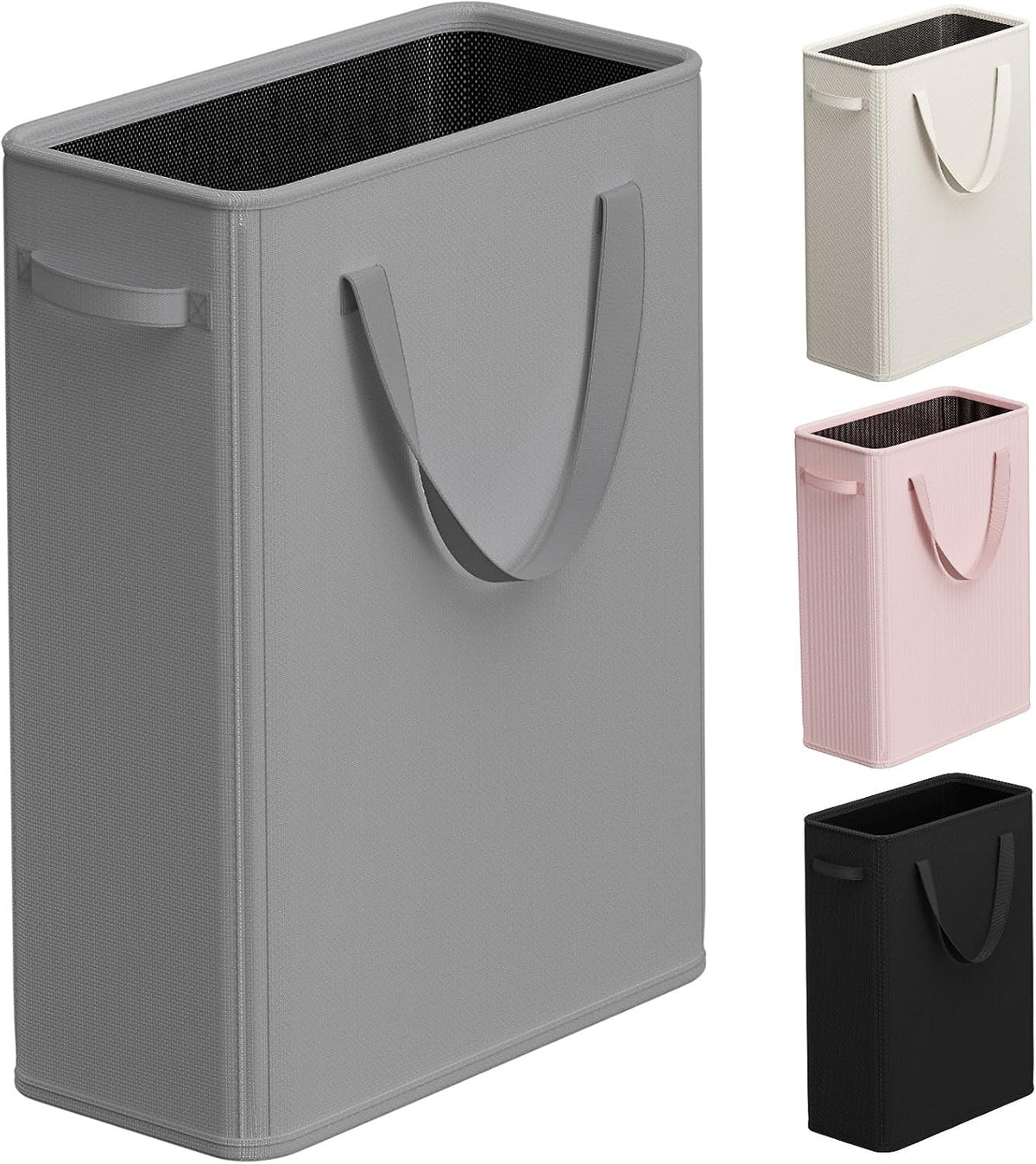 50L Slim Laundry Hamper, Baby Hamper for Nursery with Handles, Narrow Laundry Basket for Dorm, Bedroom, Living Room, Collapsible Laundry Basket, White
