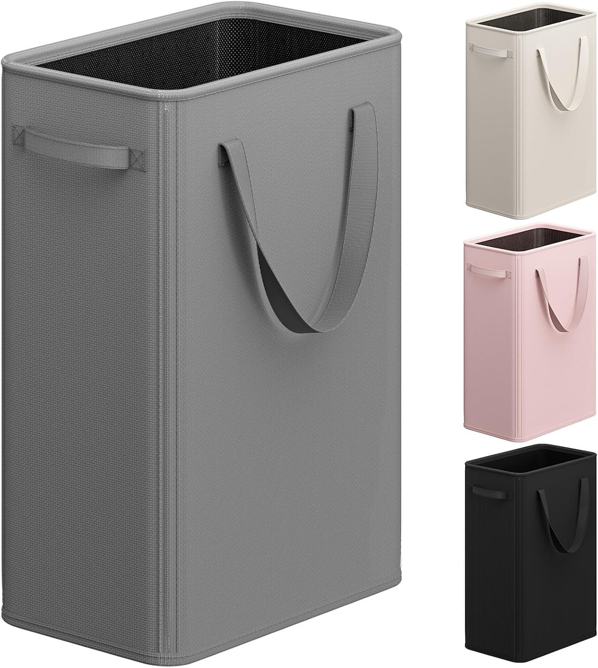 50L Slim Laundry Hamper, Baby Hamper for Nursery with Handles, Narrow Laundry Basket for Dorm, Bedroom, Living Room, Collapsible Laundry Basket, White
