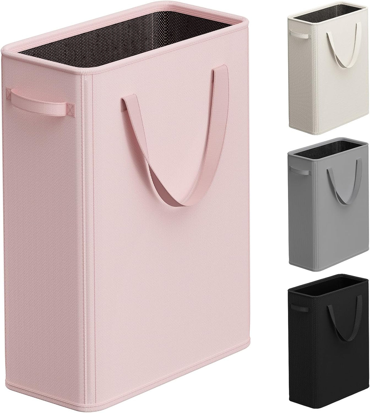 50L Slim Laundry Hamper, Baby Hamper for Nursery with Handles, Narrow Laundry Basket for Dorm, Bedroom, Living Room, Collapsible Laundry Basket, White