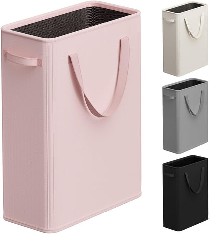 50L Slim Laundry Hamper, Baby Hamper for Nursery with Handles, Narrow Laundry Basket for Dorm, Bedroom, Living Room, Collapsible Laundry Basket, White