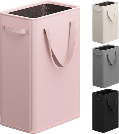 50L Slim Laundry Hamper, Baby Hamper for Nursery with Handles, Narrow Laundry Basket for Dorm, Bedroom, Living Room, Collapsible Laundry Basket, White