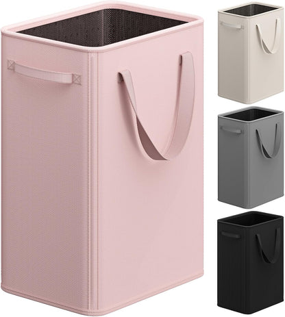 50L Slim Laundry Hamper, Baby Hamper for Nursery with Handles, Narrow Laundry Basket for Dorm, Bedroom, Living Room, Collapsible Laundry Basket, White
