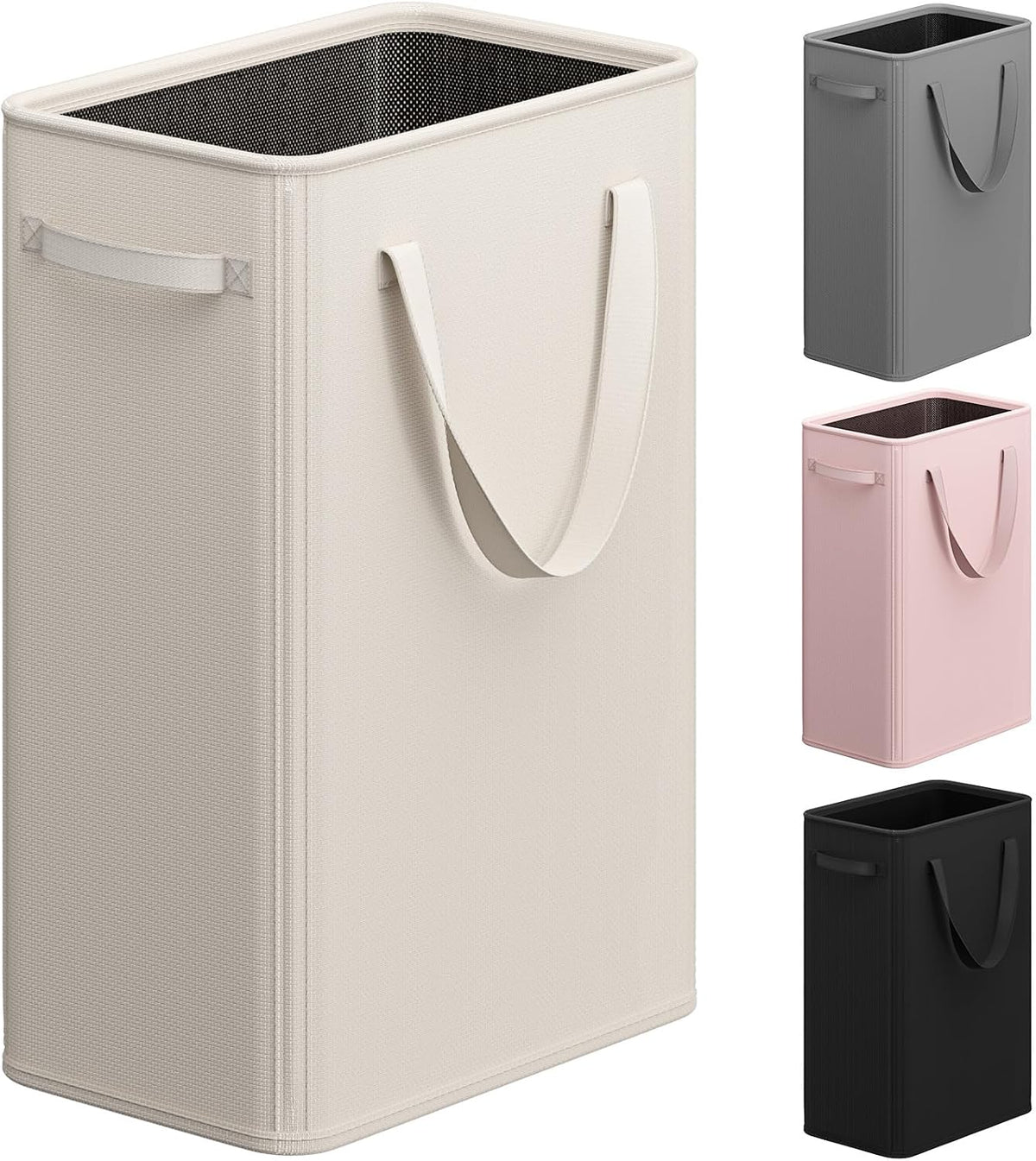 50L Slim Laundry Hamper, Baby Hamper for Nursery with Handles, Narrow Laundry Basket for Dorm, Bedroom, Living Room, Collapsible Laundry Basket, White